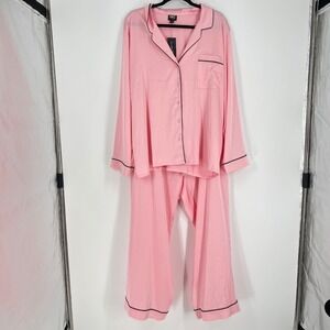 INC International Concepts Pink Satin Pajama Set XXL Apple Blossom 100180341MS
